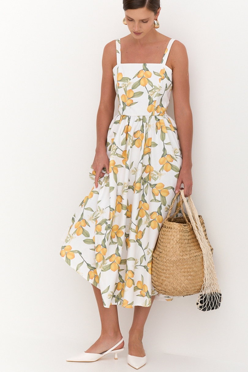 Сарафан из хлопка с лимонами миди