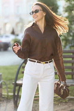 Рубашка из 100% премиум льна свободного кроя