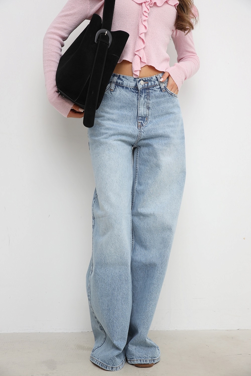 Джинсы wide leg с завышенной талией