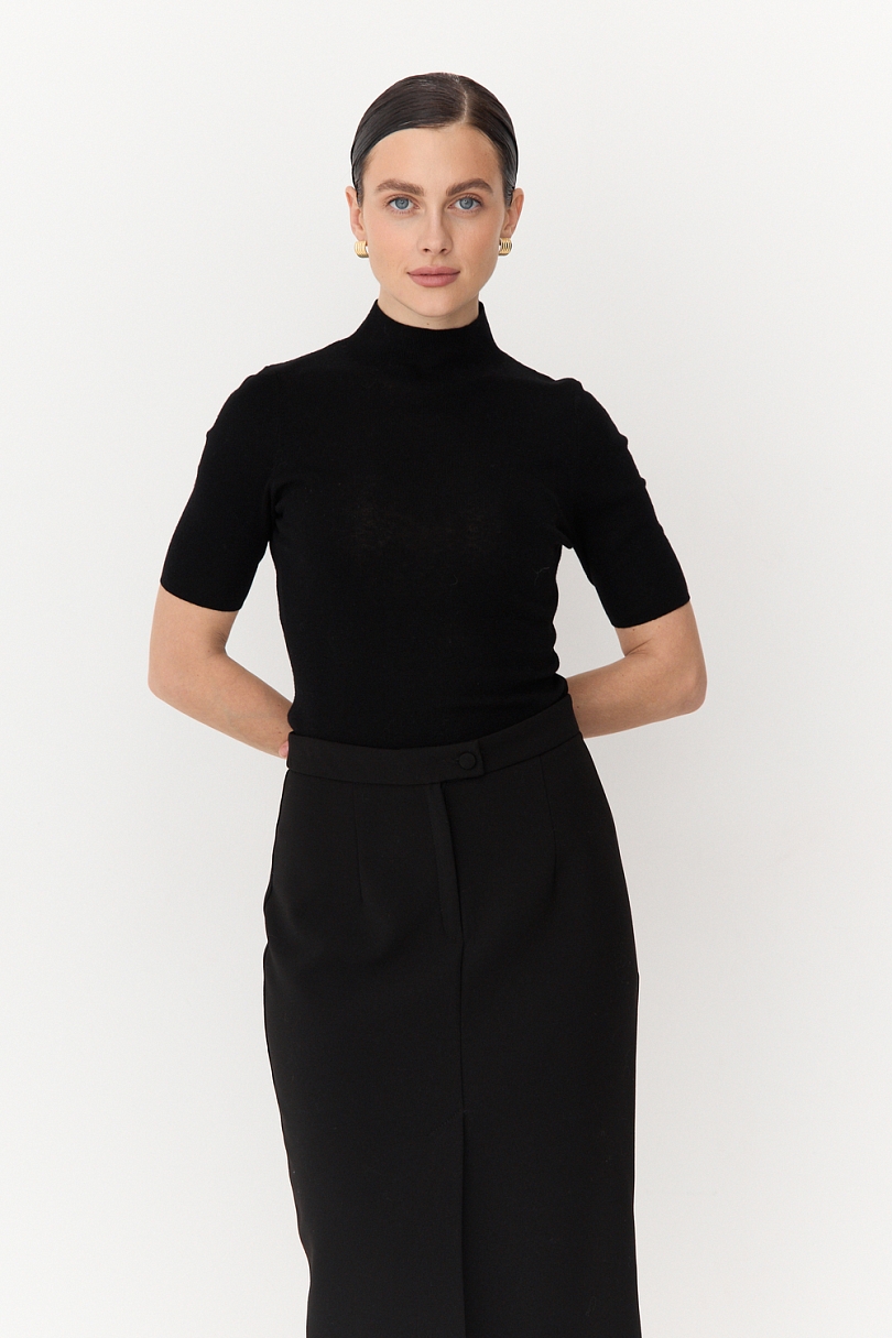 Топ с воротником стойка из мериноса