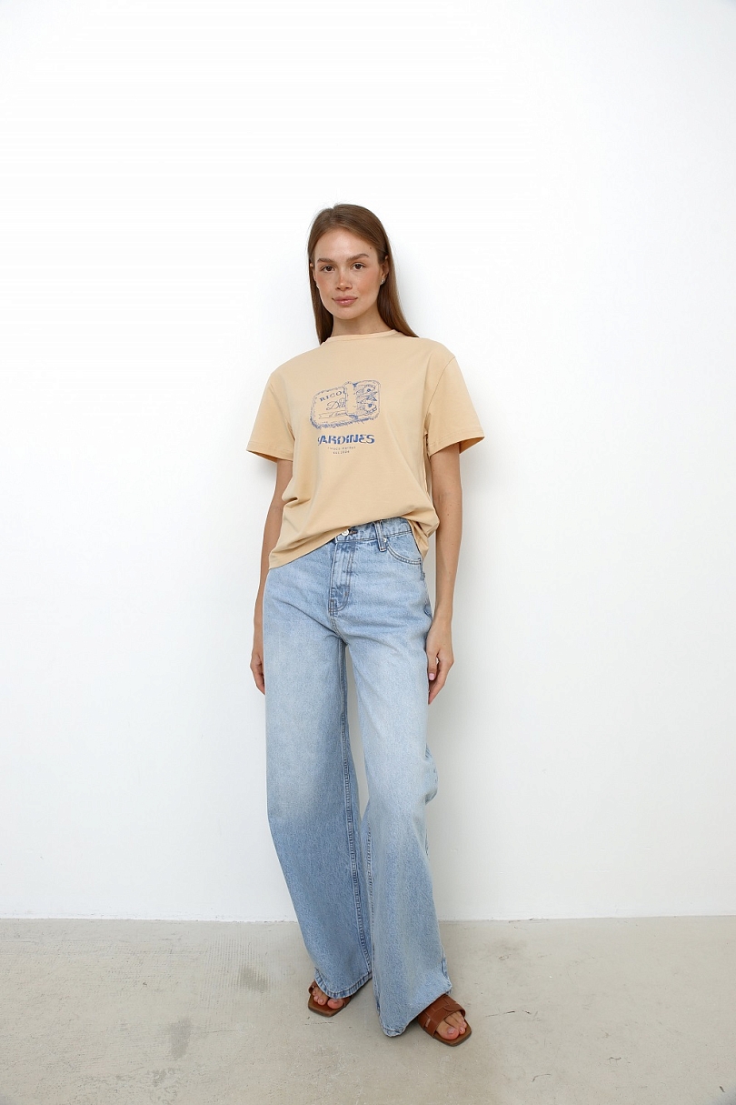 Джинсы wide leg с завышенной талией