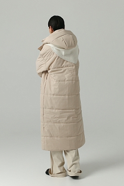 Пуховик удлиненный со съемным капюшоном