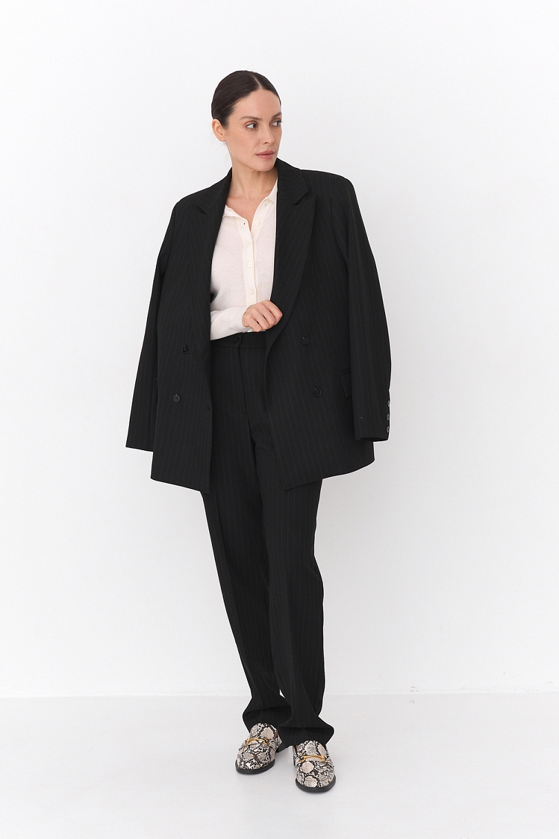 Жакет двубортный в полоску