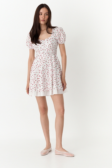 Платье мини на пуговицах из хлопка