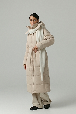 Пуховик удлиненный со съемным капюшоном