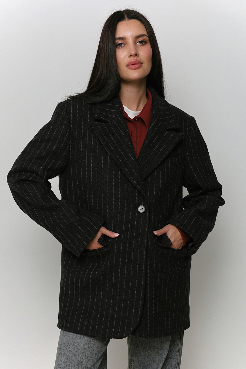 Пальто-бушлат в полоску