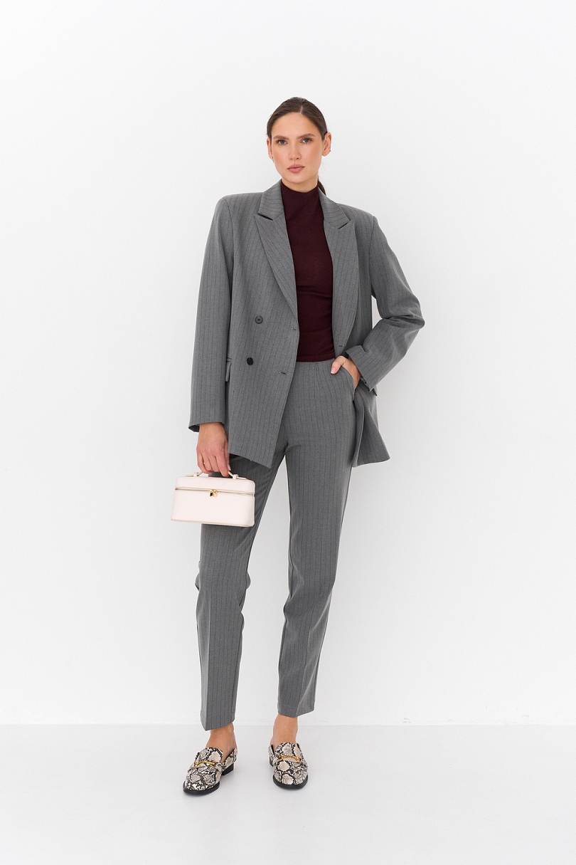 Жакет двубортный в полоску