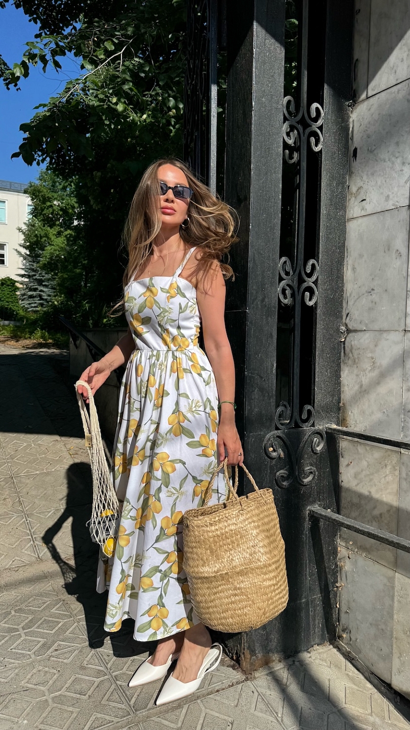Сарафан из хлопка с лимонами миди