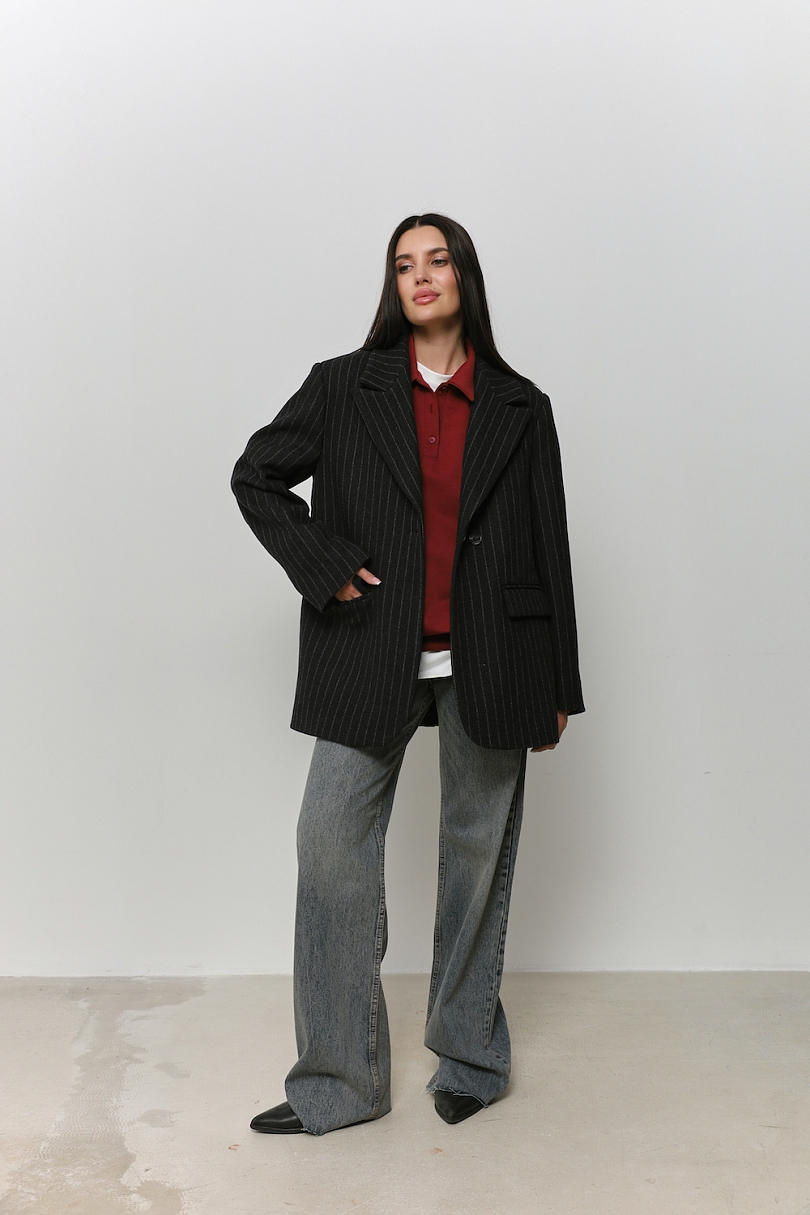 Пальто-бушлат в полоску