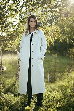 Тренч однобортный из 100% хлопка с пропиткой