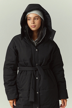 Пуховик удлиненный со съемным капюшоном