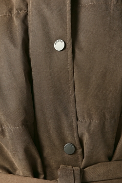 Пуховик удлиненный из мембраны с велюровым эффектом