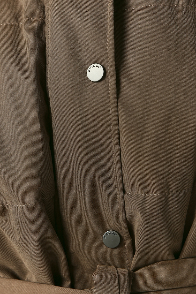 Пуховик удлиненный из мембраны с велюровым эффектом