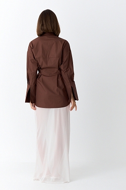 Рубашка приталенная с ассиметрией (с брошью)