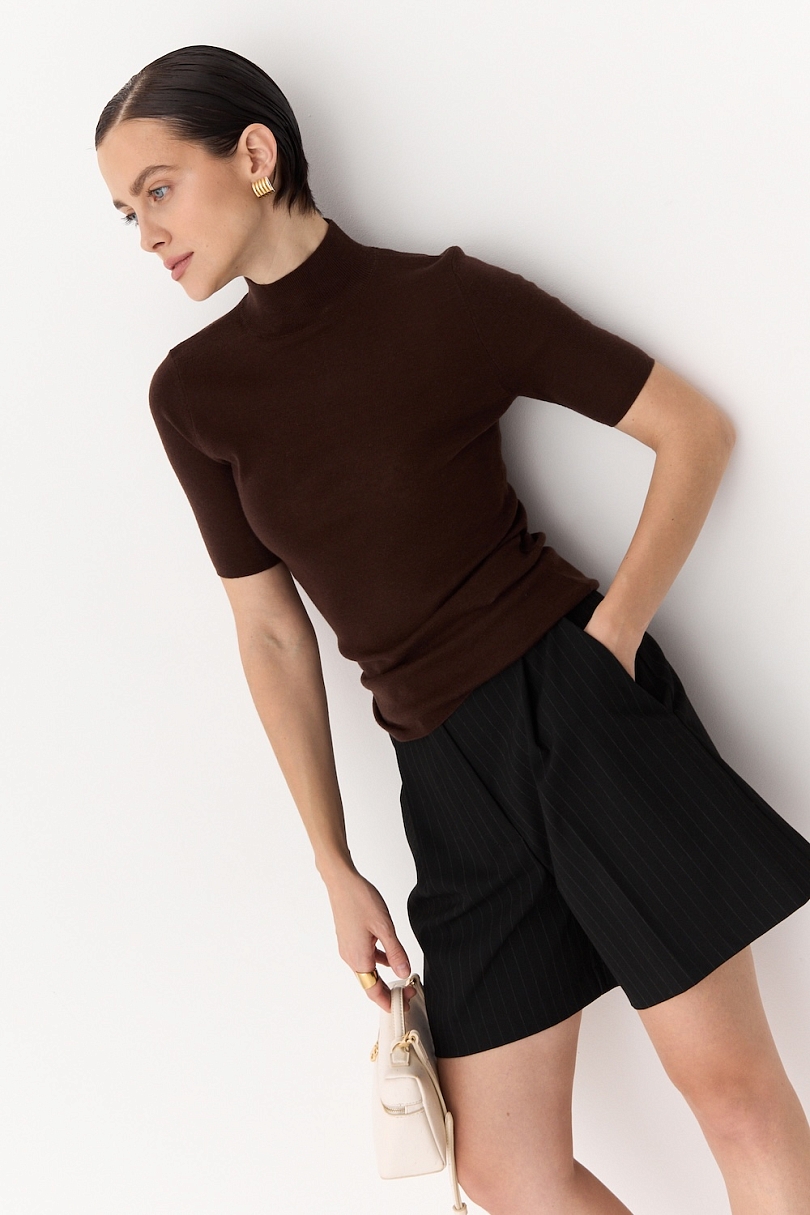 Топ с воротником стойка из мериноса