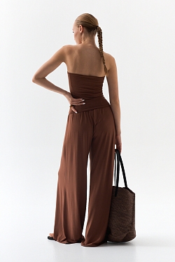 Топ-бандо удлиненный из ткани с велюр эффектом