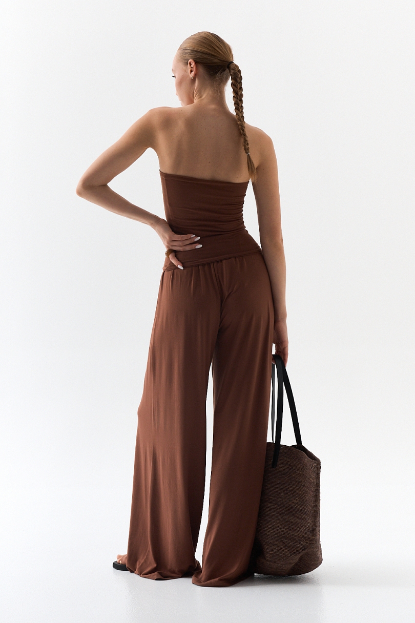 Топ-бандо удлиненный из ткани с велюр эффектом