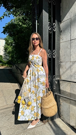 Сарафан из хлопка с лимонами миди