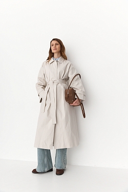 Тренч однобортный из 100% хлопка с пропиткой