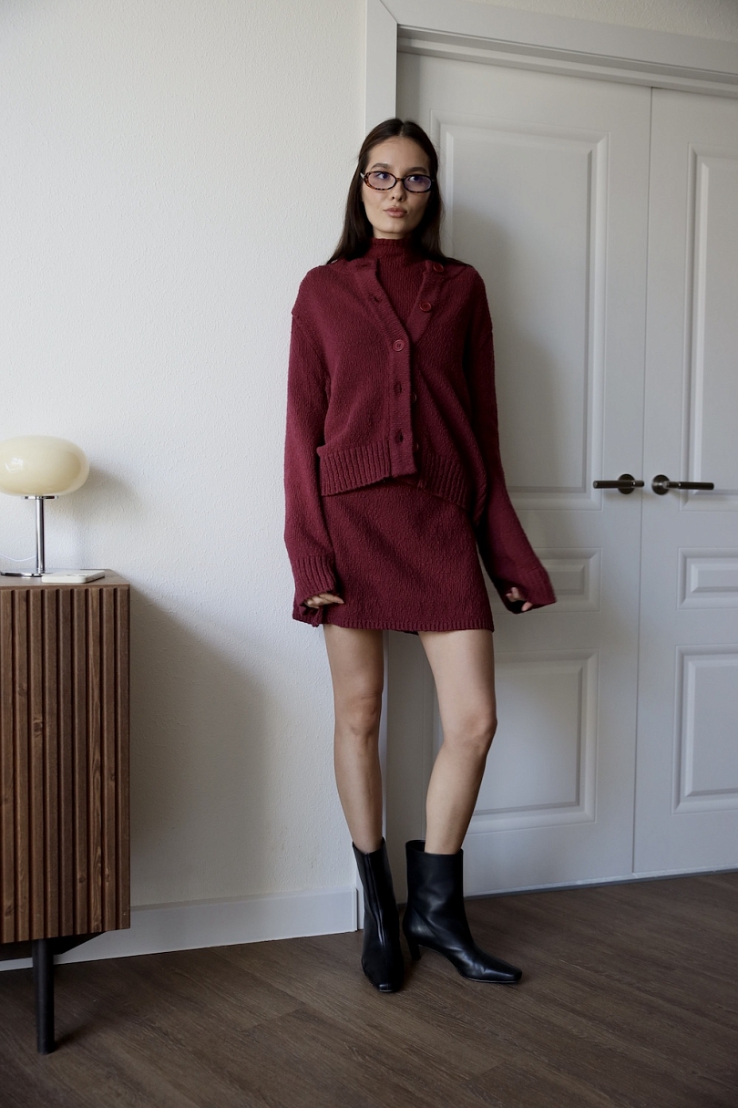 Юбка мини из хлопкового трикотажа букле