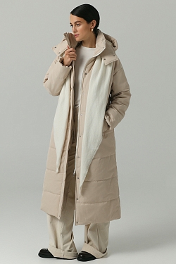 Пуховик удлиненный со съемным капюшоном