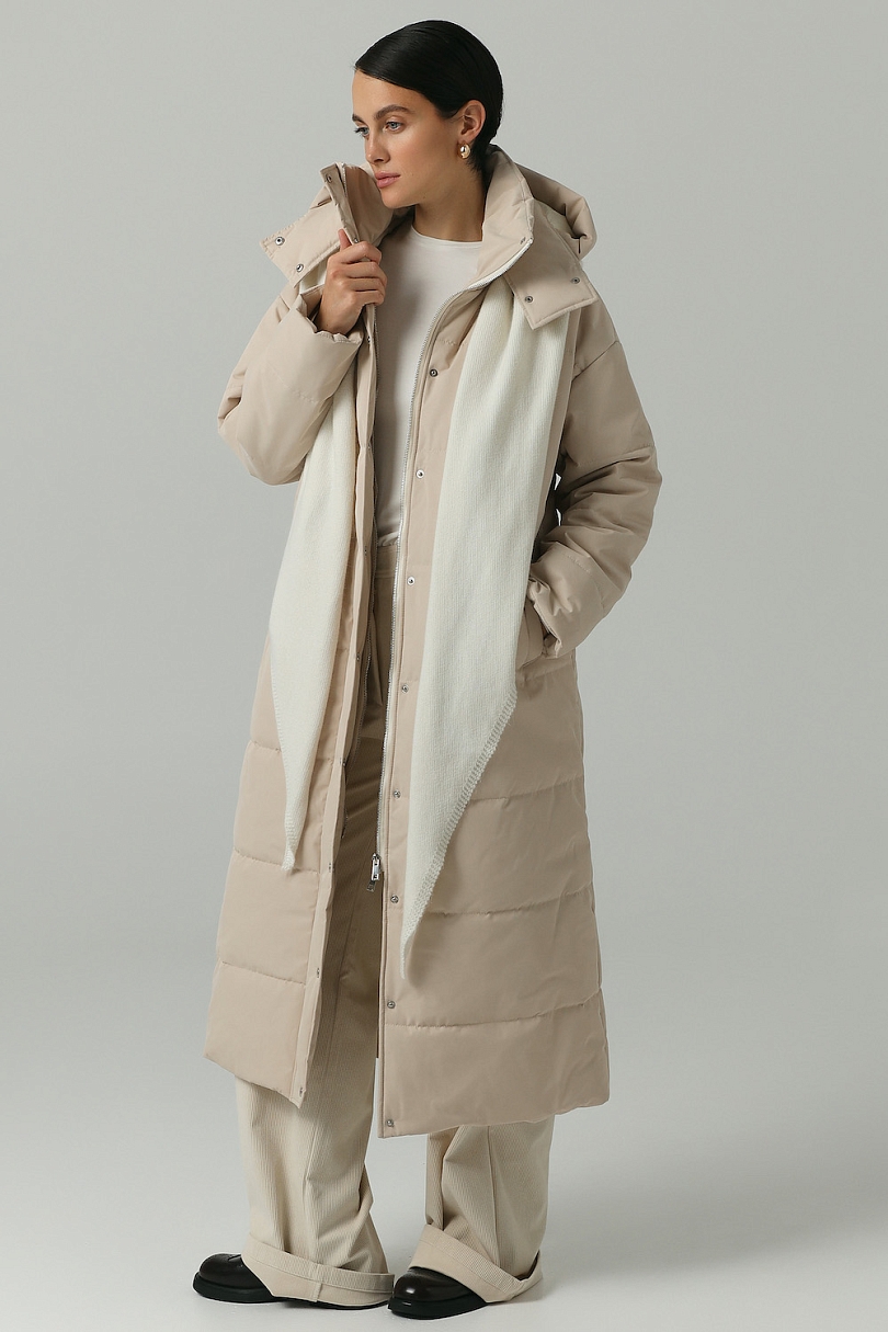 Пуховик удлиненный со съемным капюшоном