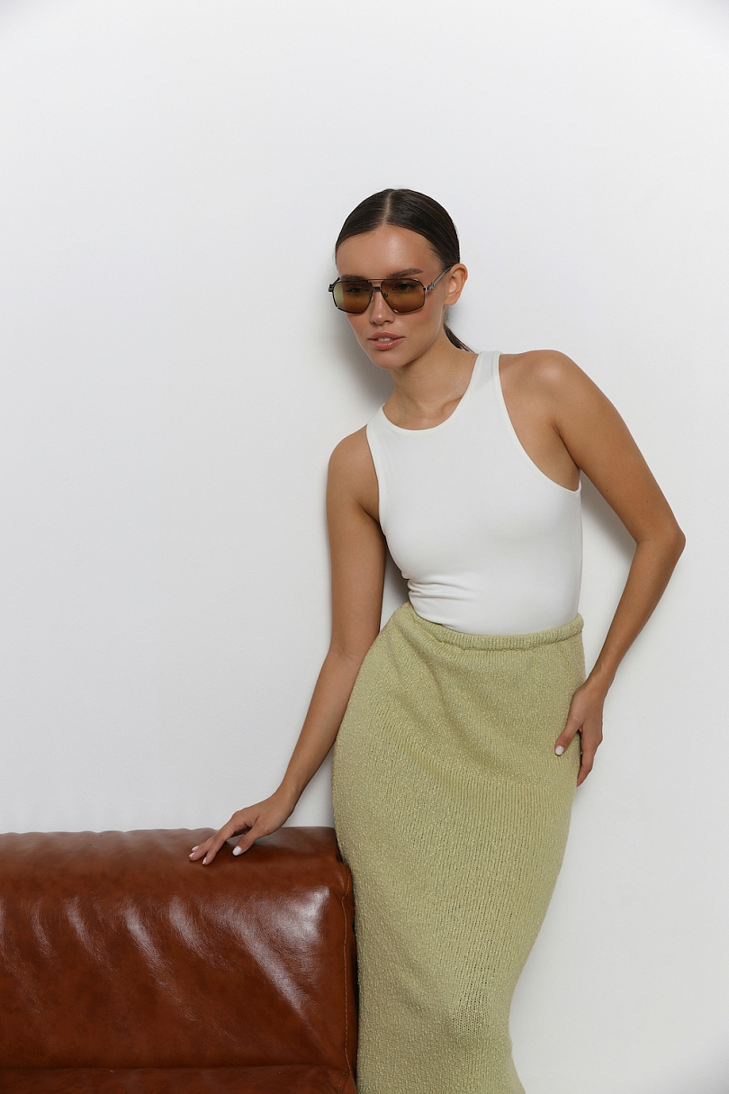 Юбка макси из хлопкового трикотажа букле