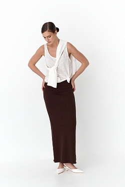 Юбка макси из хлопкового трикотажа букле