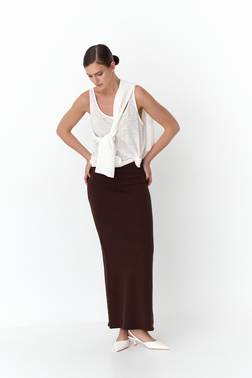 Юбка макси из хлопкового трикотажа букле