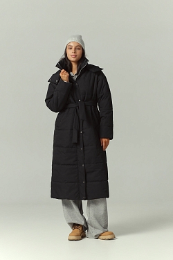 Пуховик удлиненный со съемным капюшоном