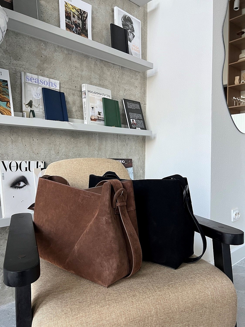 Сумка шоппер из натуральной замши