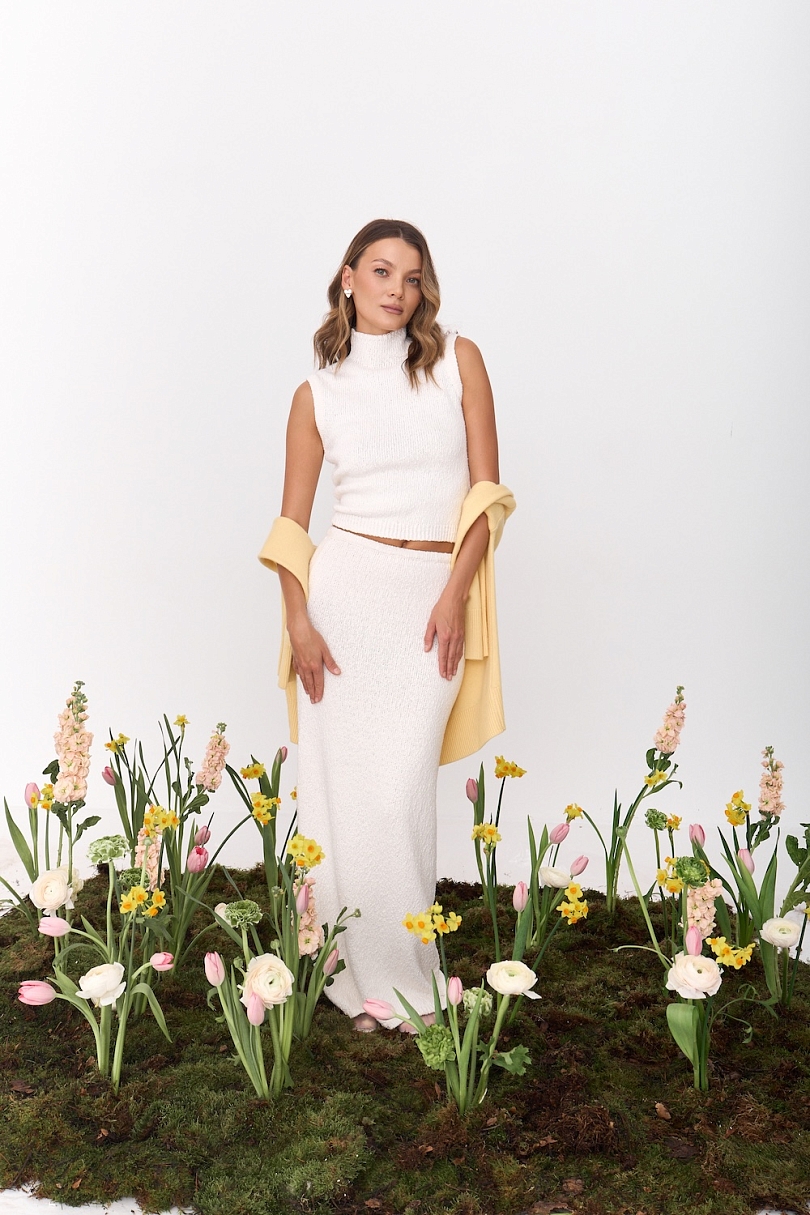 Юбка макси из хлопкового трикотажа букле