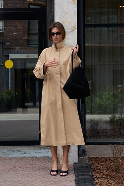 Тренч однобортный из 100% хлопка с пропиткой