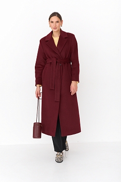Пальто прямого кроя с поясом
