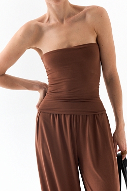 Топ-бандо удлиненный из ткани с велюр эффектом