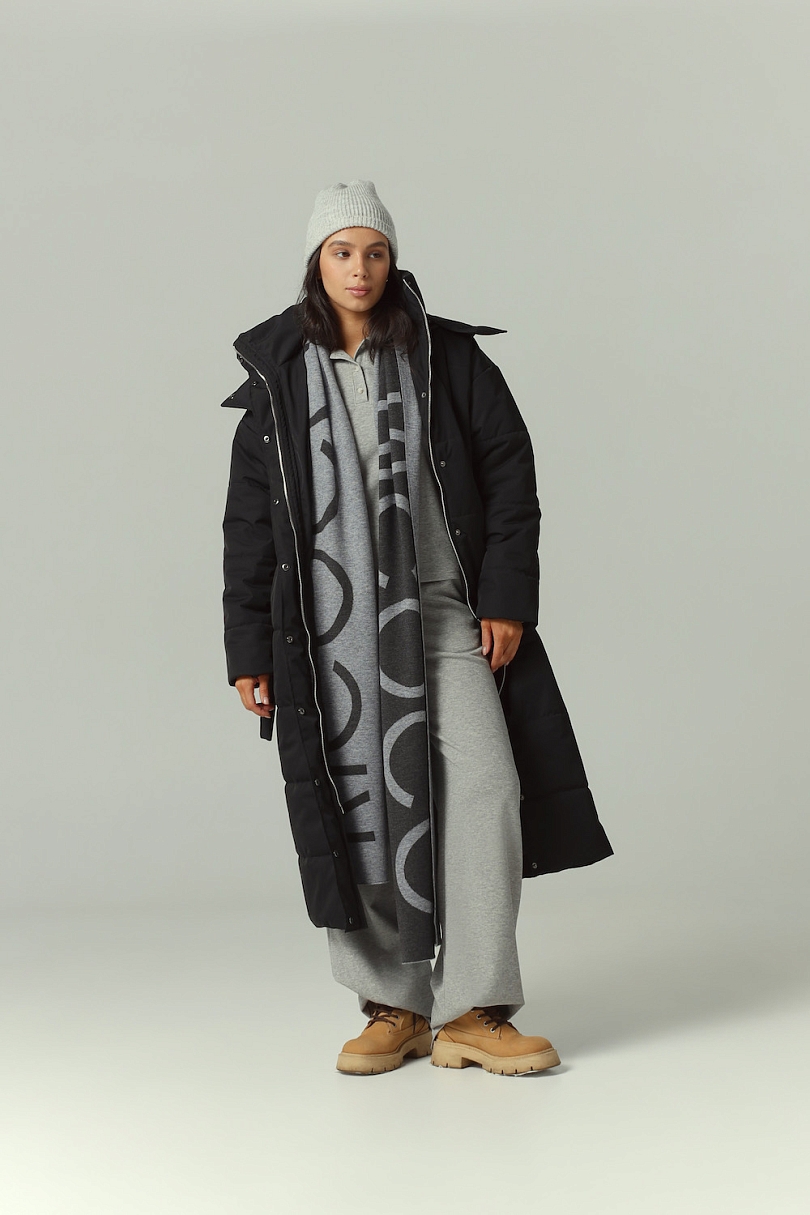 Пуховик удлиненный со съемным капюшоном