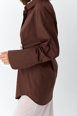 Рубашка приталенная с ассиметрией (с брошью)