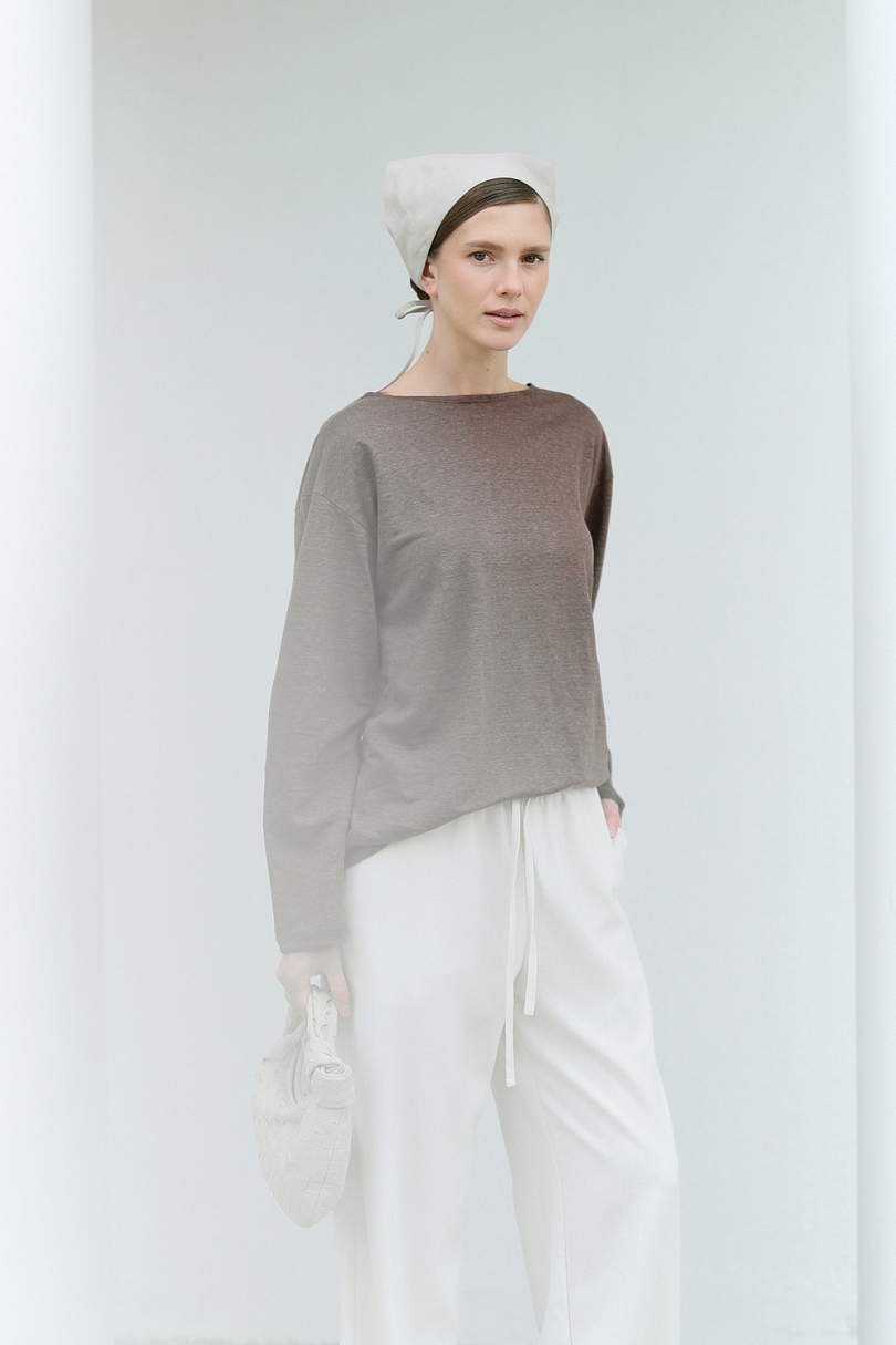 Лонгслив из 100% трикотажного льна