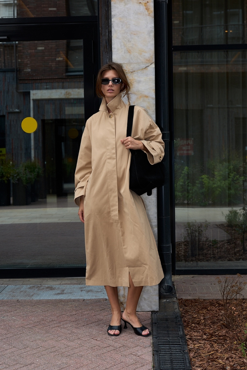 Тренч однобортный из 100% хлопка с пропиткой