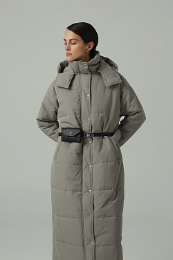 Пуховик удлиненный со съемным капюшоном