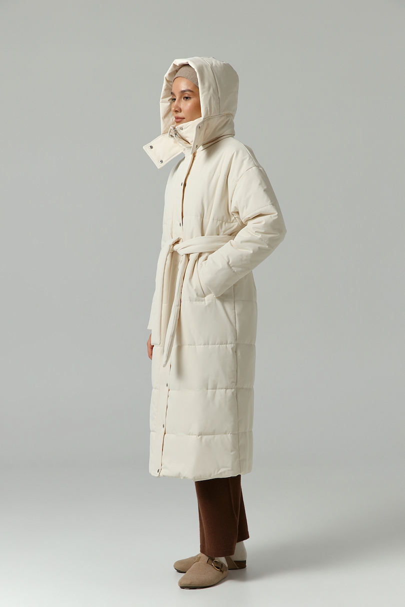 Пуховик удлиненный со съемным капюшоном