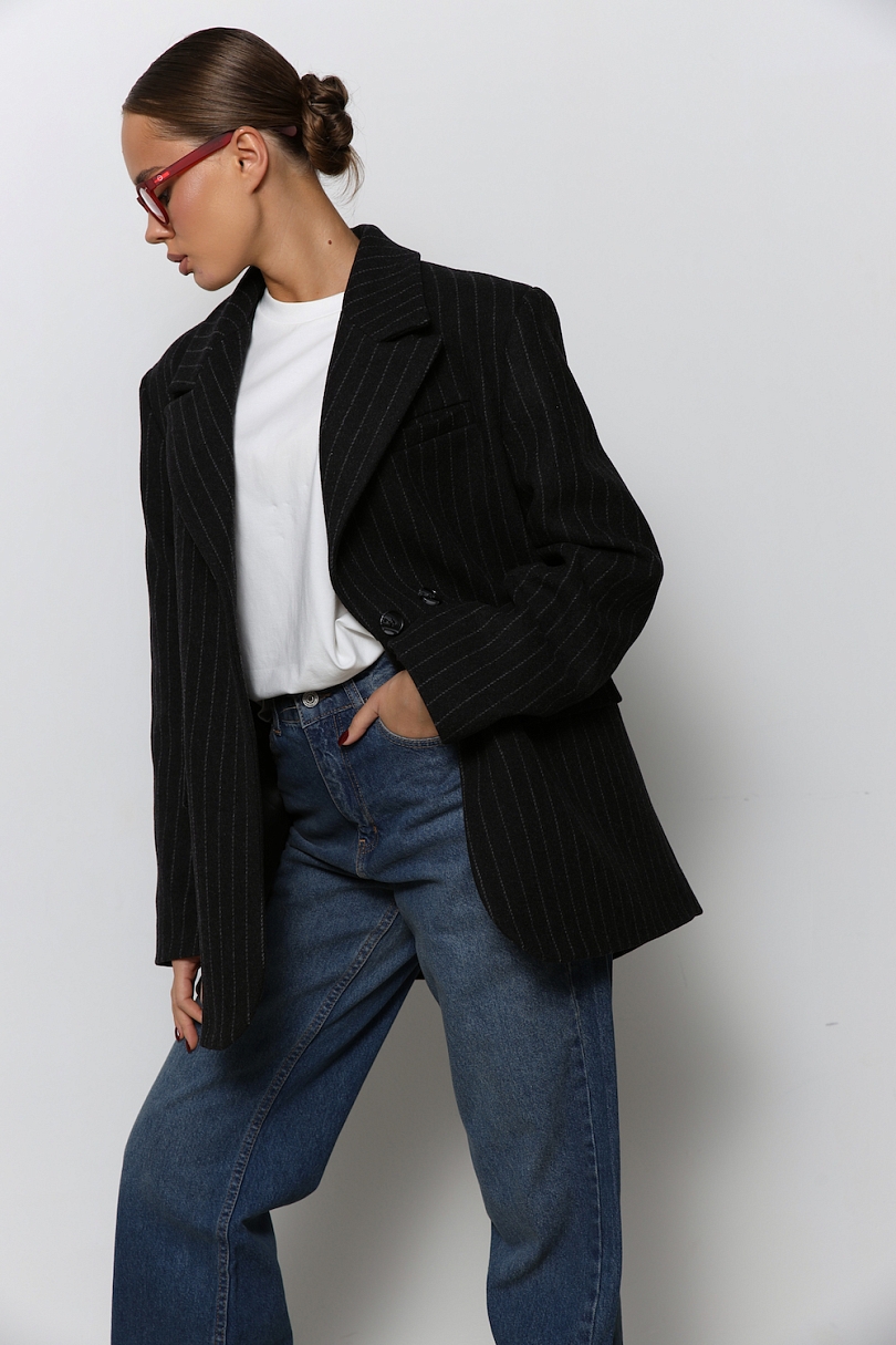 Пальто-бушлат в полоску