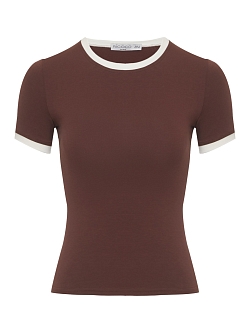 Футболка slim с контрастными манжетами