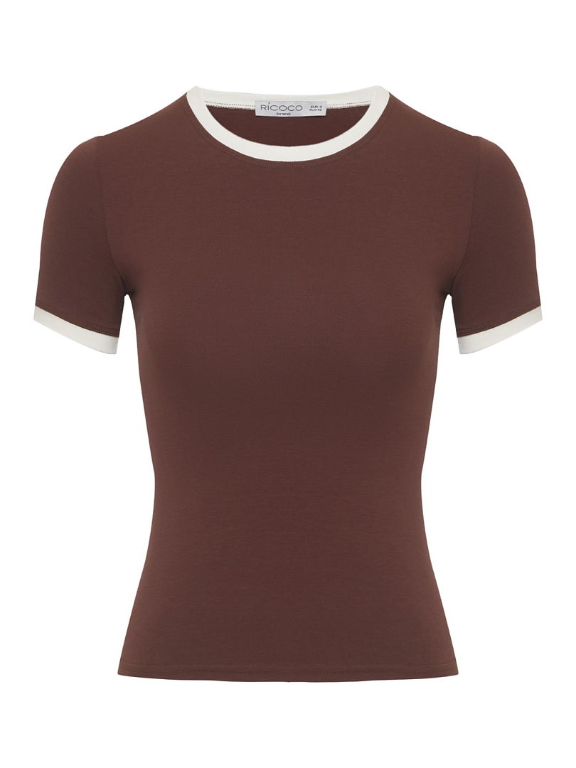 Футболка slim с контрастными манжетами