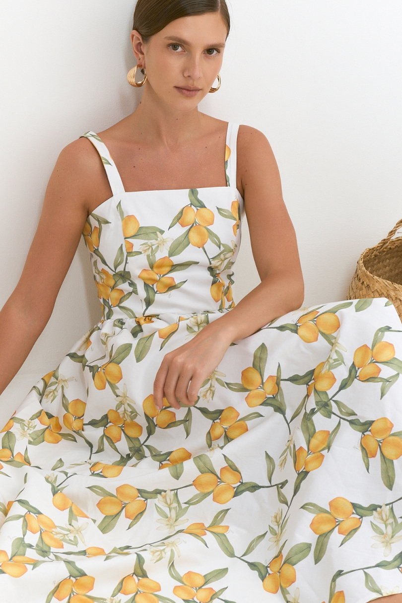 Сарафан из хлопка с лимонами миди