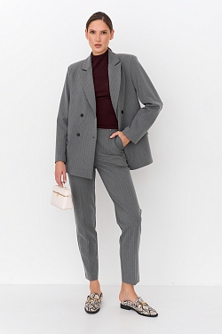 Жакет двубортный в полоску