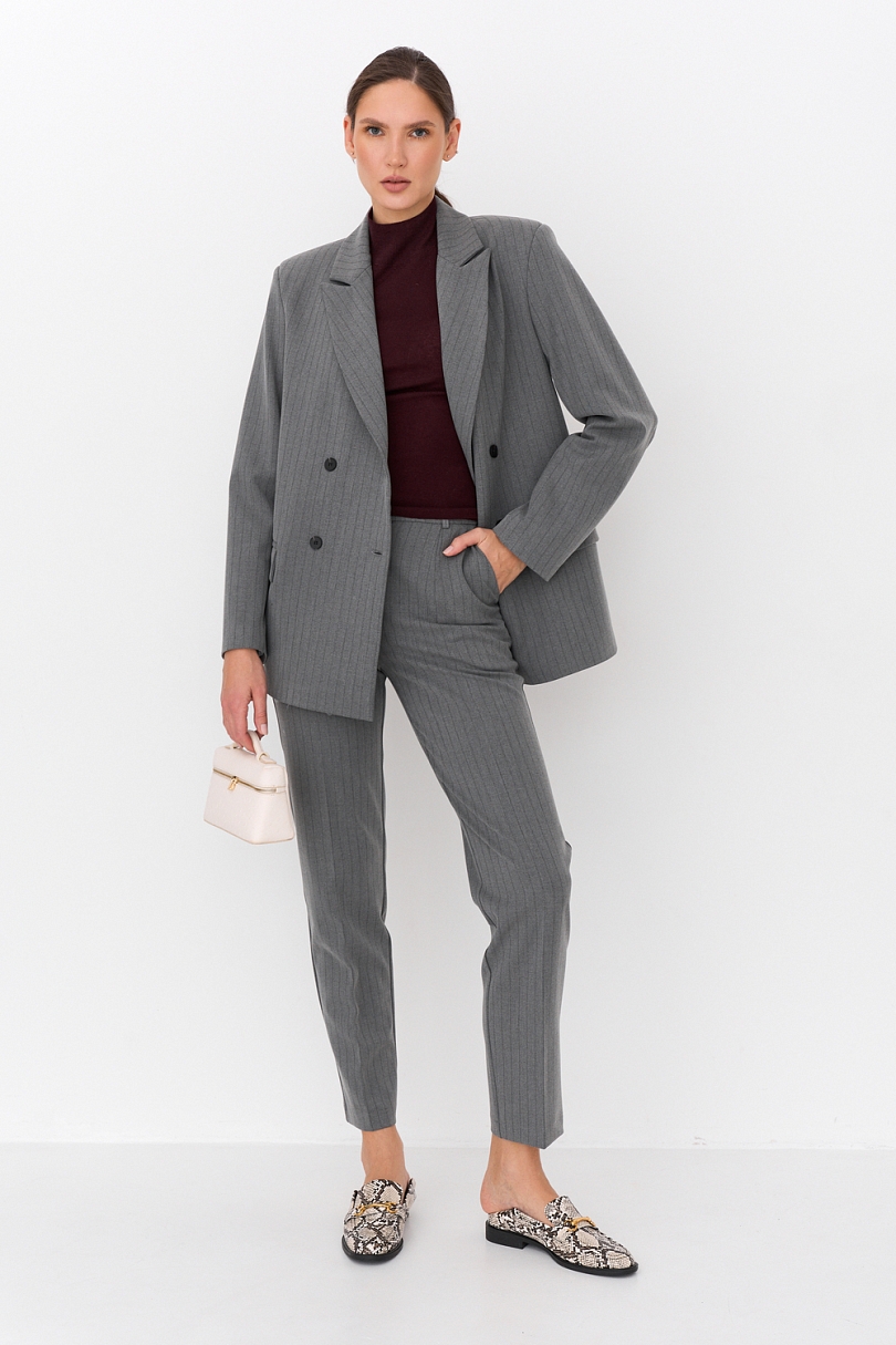 Жакет двубортный в полоску