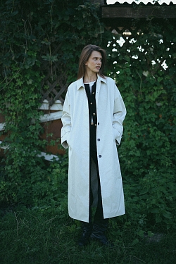 Тренч однобортный из 100% хлопка с пропиткой