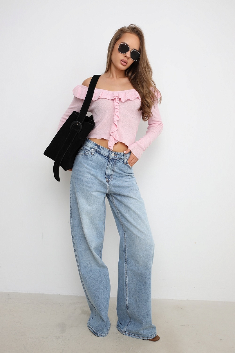 Джинсы wide leg с завышенной талией