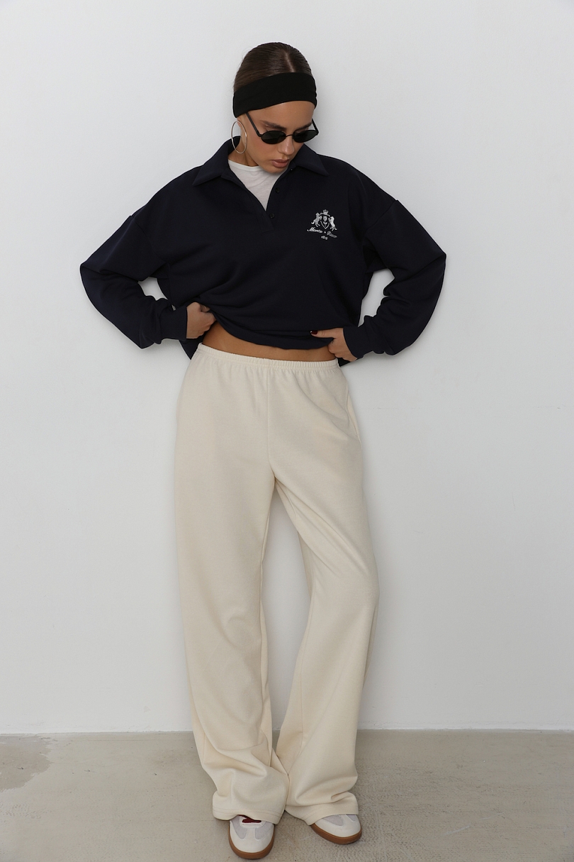 Свитшот-поло из хлопка с вышивкой